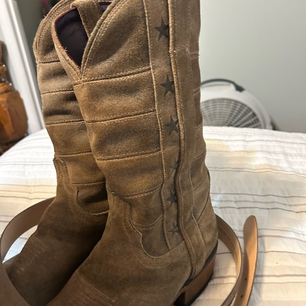 Tecovas Tan Suede Men's Boots- 4th of July - Picture 4 of 5